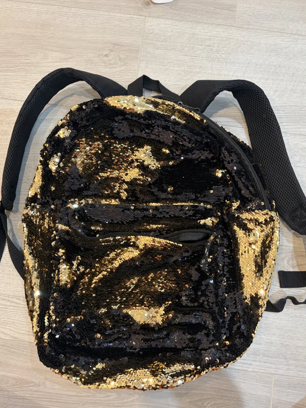 Kids Black and Gold Sequin Backpack